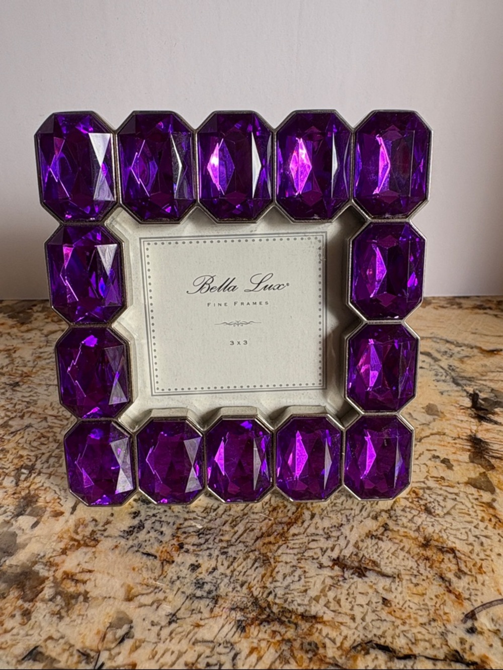 Bella Luxx Vibrant Purple Jeweled Square Photo Frame 3 x 3